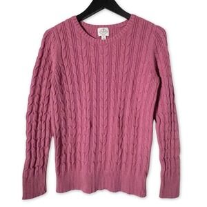 St Johns Bay Cable Knit Sweater Womens‎ Medium Dusty Pink Crewneck Winter Cozy